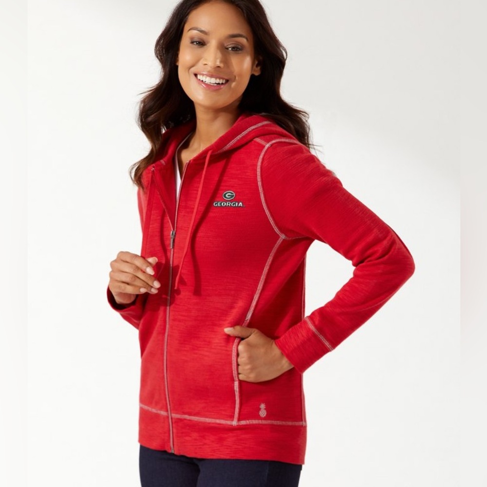 Tommy Bahama Women’s Georgia Bulldogs Red Collegiate Tobago Bay Full-Zip Hoodie